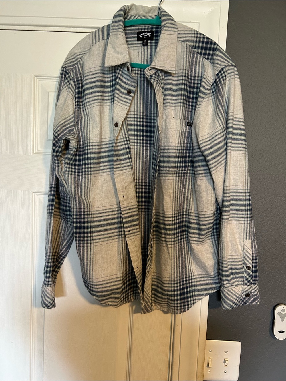 Billabong Plaid Shirt in Blue and Cream
